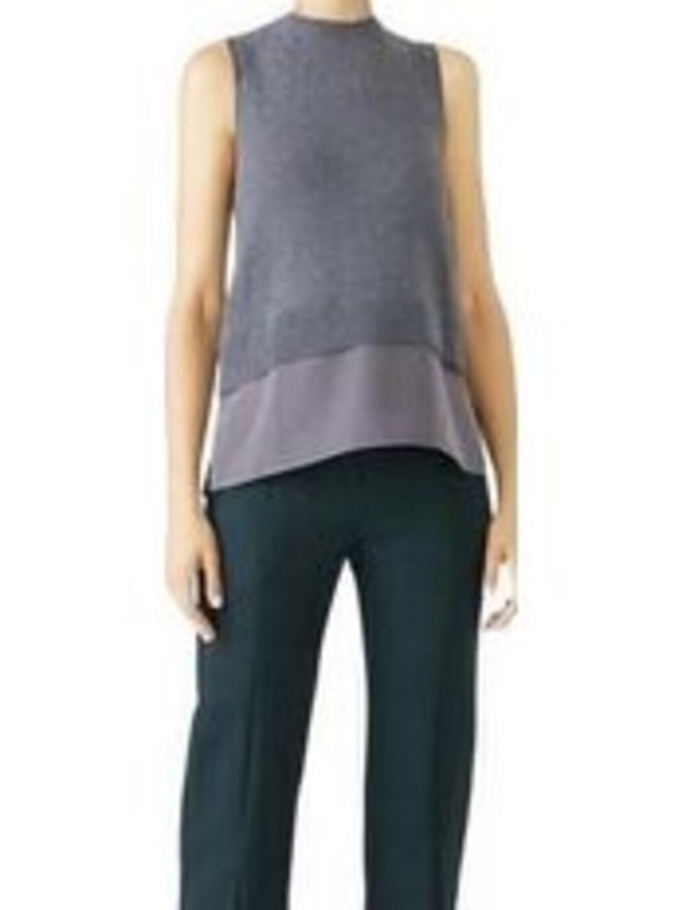 KaufmanFranco Charcoal Sleeveless Mixed Media Top Small Exposed Zip Back